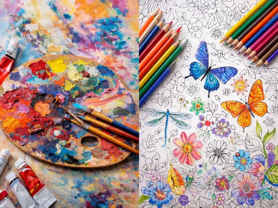 Paint by numbers and coloring books