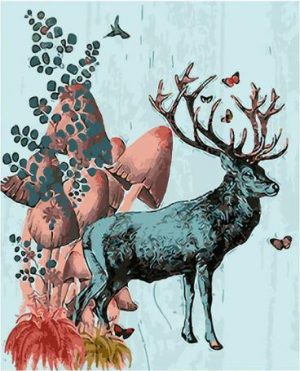 Deer In Mushroom Forest Paint By Numbers
