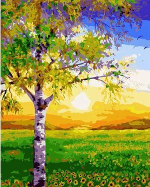 Sunset Spring Tree Paint By Numbers