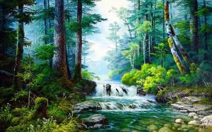 Waterfall River Forest Paint By Numbers