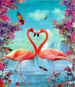Flamingo Couple Heart Birds Paint By Numbers
