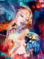 Woman And Parrot Paint By Numbers