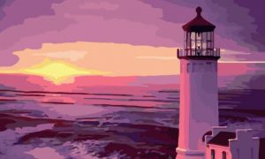 Lighthouse Purple Sunset Paint By Numbers