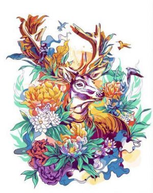 Floral Deer Paint By Numbers