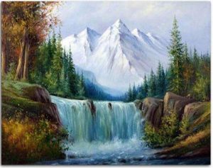 Snow Mountain And Waterfall Paint By Numbers