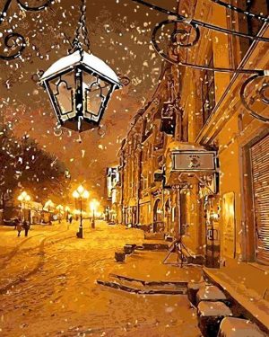 Snowy Night City Paint By Numbers
