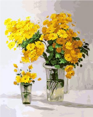 Yellow Flowers Vase Paint By Numbers