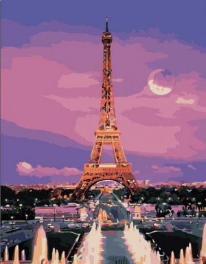 Eiffel Tower Purple Sky Paint By Numbers