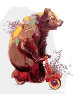 Bear On Bike Paint By Numbers