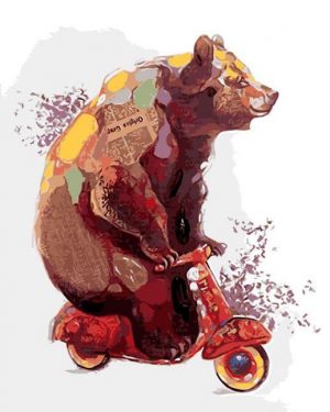 Bear On Bike Paint By Numbers