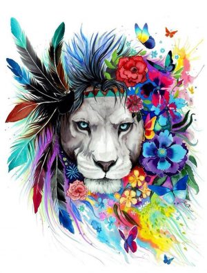 Colorful Lion And Flowers Paint By Numbers
