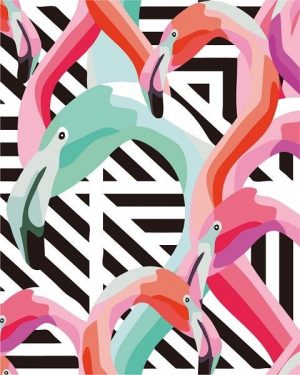 Pink Blue Flamingos Paint By Numbers