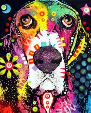 abstract colorful dog paint by numbers