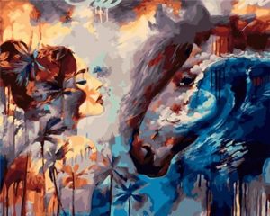 Woman Hugging a Horse People Paint By Numbers