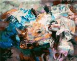 Woman Hugging a Rhinos People Paint By Numbers