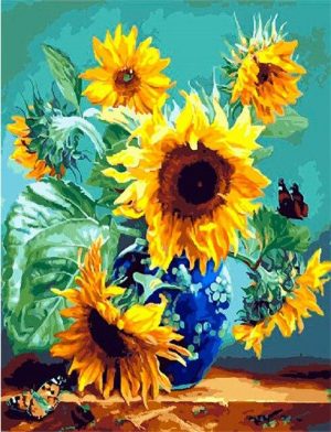 Sunflowers Blue Vase Paint By Numbers