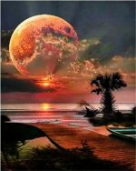 Red Full Moon Paint By Numbers