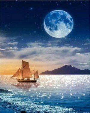 Moon And Sailboat Paint By Numbers