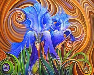 abstract blue flowers paint by numbers