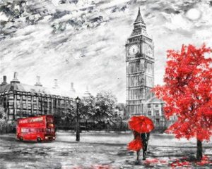 London in Black And Red Paint By Numbers