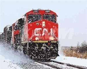 Train In Snow Paint By Numbers