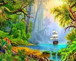 Forest Island Ship Paint By Numbers