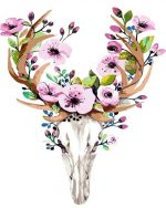 Deer Skull With Flowers Paint By Numbers