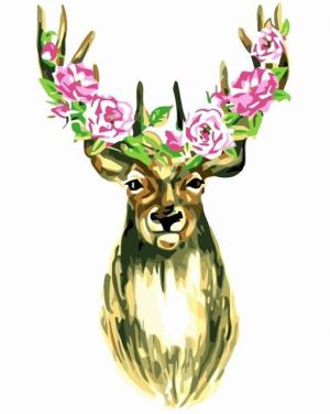 Floral Deer Head Paint By Numbers
