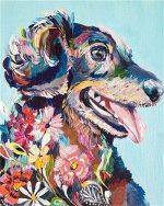 Colorful Floral Dog Paint By Numbers