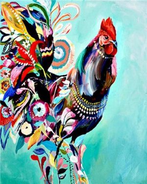 Floral Rooster Paint By Numbers