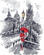 Woman With Red Umbrella Paint By Numbers