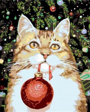 Cat And Christmas Bulb Paint By Numbers