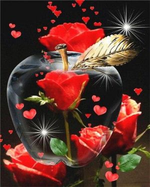 Glass Apple Roses Paint By Numbers