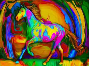 Psychedelic Colorful Horse Paint By Numbers