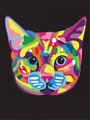 Colorful Cat Head Paint By Numbers