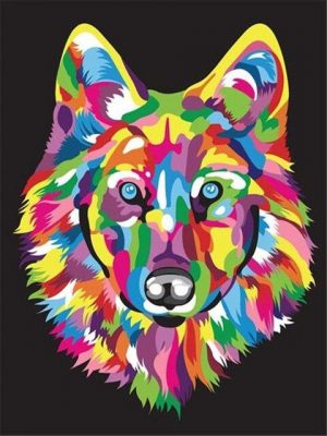 Colorful Wolf Head Paint By Numbers