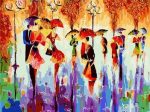 Abstract Walkers In Rain Paint By Numbers