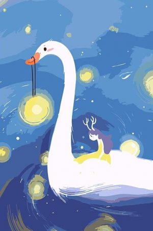 Anime Girl And Swan Paint By Numbers
