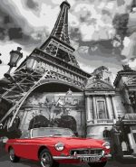 Red Car And Eiffel Tower Paint By Numbers