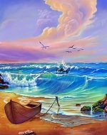 Wooden Boat On Beach Paint By Numbers