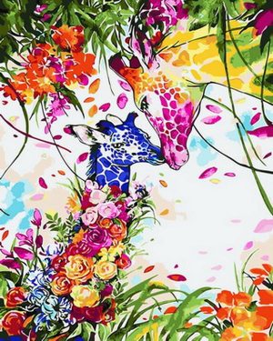 Floral Giraffes Paint By Numbers