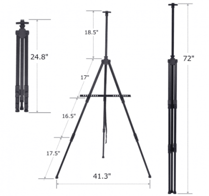 Black Aluminum Easel height
