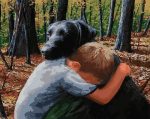 Boy Hugging Dog Paint By Numbers