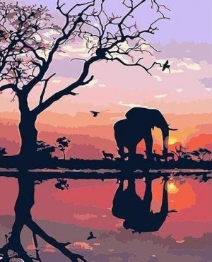 Elephant Silhouette Paint By Numbers