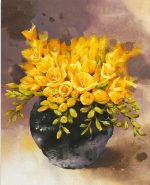Yellow Flower Pot Paint By Numbers