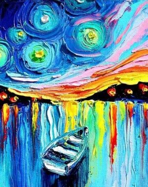 Starry Night Boat Paint By Numbers
