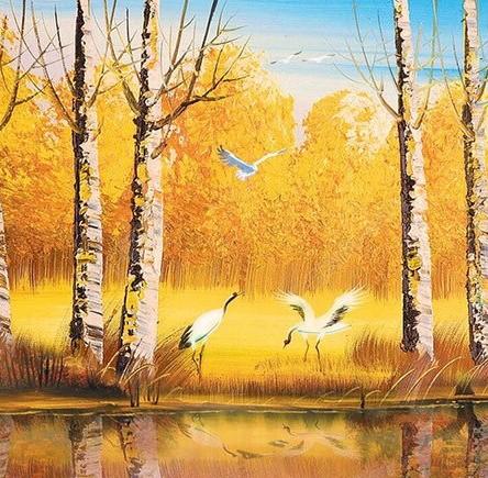 Birch Autumn Forest  Landscape Paint By Numbers