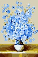 Light Blue Flowers Vase Paint By Numbers