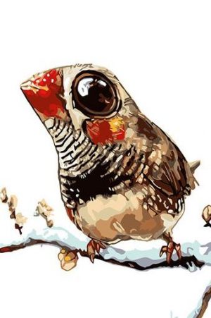 Cute Bird On Branch Paint By Numbers