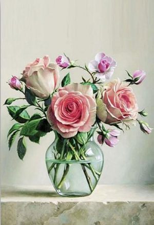 Flowers In Glass Vase Paint By Numbers